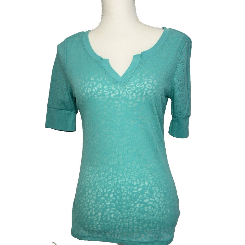 Wishful Park Women's Teal Sheer Coquette Lace Capsule Sz XL Short Sleeve  Top